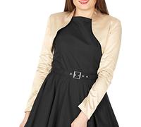 BlackButterfly Women's Formal Long Sleeve Satin Bolero, Champagne, 5XL