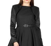 BlackButterfly Women's Formal Long Sleeve Satin Bolero | Stand-Up or Fold-Down Collar, Open Front, Pull-On, No Fastenings, Fully Lined, Sizes XS-5XL, Weddings & Parties