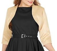 BlackButterfly Women's Satin 3/4 Sleeve Bolero | Stand-Up Collar, Pull-On, No Fastenings, Sizes XS-5XL, Weddings & Parties