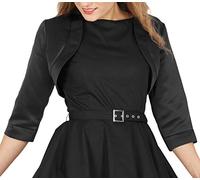 BlackButterfly Women's Satin 3/4 Sleeve Bolero | Stand-Up Collar, Pull-On, No Fastenings, Sizes XS-5XL, Weddings & Parties