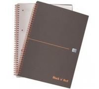 Blackcolors Black N Red Book Wirebound Smart Ruled And Perforated 90Gsm 140 Pages A4 Matt Black Ref L66075 Pack Of 5