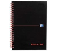 Blackcolors Black N Red Book Wirebound Smart Ruled And Perforated 90Gsm 140 Pages A5 Matt Black Ref J66076 Pack Of 5