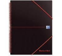 Blackcolors Black N Red Meeting Book Plastic Wirebound With Rear Elasticated 3-Flap Folder A4Plus Ref H66071 Pack Of 5