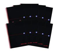 Blackcolors Black N Red Notebook Soft Cover Wirebound Perforated 90Gsm Ruled 100 Pages A4 Ref F66368 Pack Of 10