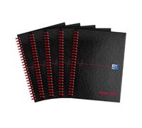 Blackcolors Oxford Black N' Red A5 Glossy Hardback Wirebound Notebook Ruled 140 Page, 5 Notebooks