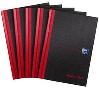 Blackcolors Oxford Black N' Red A5 Notebook, Hardback Casebound, 192 Pages, Lined (Pack Of 5)