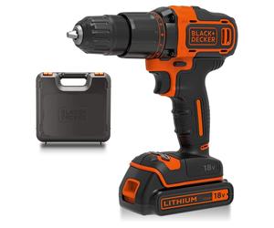 BLACKDECKER 18 V Cordless 2-Gear Combi Hammer Drill Power Tool with Kitbox, 1.5 Ah Lithium-Ion, BCD700S1K-GB