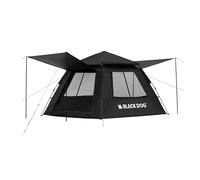 Blackdog Pop Up Tent Black Vinyl 2-4 Person Opens Three Seconds Sun Protection Bu99.99% Pu3000mm+ Wind-Resistant Frame Mesh Window Wild Camping Backpacking Beach Family