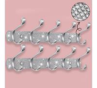 BlackFish 2Pcs Coat Rack Wall Mount,Shiny Silver Rhinestones Coat Hooks Wall Mounted 5 Hooks,Key Hooks for Wall Purse Hook Hat Rack for Wall Suitable for Coat Hat Towel Robes