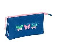BLACKFIT8 BUTTERFLY - Triple Pencil Case, Children's Pencil Case, Ideal for School Age Children, Comfortable and Versatile, Quality and Resistance, 22 x 3 x 12 cm