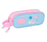 BLACKFIT8 SMILE - Double Child's Pencil Case, Children's Pencil Case, Ideal for School Age Children, Comfortable and Versatile, Quality and Resistance, 21 x 6 x 8 cm, Light Blue/Light Pink, M, Casual