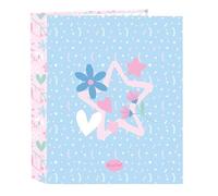 BLACKFIT8 SMILE - Folio Folder 4 Rings, Ideal for Children of Different Ages, Comfortable and Versatile, Quality and Resistance, 27 x 6 x 33 cm, Light Blue/Light Pink, M, Casual