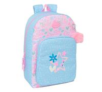 BLACKFIT8 SMILE School Backpack, Adaptable to Cart, Ideal for Children of Different Ages, Comfortable and Versatile, Quality and Resistance, Light Blue/Light Pink, M, Casual