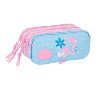 BLACKFIT8 SMILE - Triple Big Pencil Case, Children's Pencil Case, Ideal for School Age Children, Comfortable and Versatile, Quality and Resistance, 21.5 x 8 x 10 cm, Light Blue/Light Pink, M, Casual