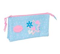 BLACKFIT8 SMILE - Triple Pencil Case, Children's Pencil Case, Ideal for School Age Children, Comfortable and Versatile, Quality and Resistance, 22 x 3 x 12 cm, Light Blue/Light Pink, M, Casual