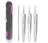 Blackhead Remover Comedone Squeezer Set, Acne Whiteheads, Blackhead Remover with Stainless Steel Box for All Skin Types, Set of 4