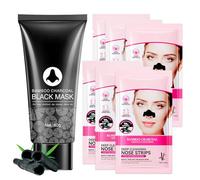 Blackhead Remover Peel Off Face Mask,Deep Cleansing Black Head Remover Mask for Face Nose,Blackhead Pores Remover Facial Mask and 6 Charcoal Blackhead Removal Pore Strips Set for All Skin Types（7PCS）