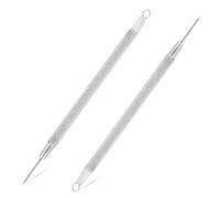 Blackhead Remover Pimple Popper Blemish Acne Comedone Extractor Removal Needle Tool Set kit Zits on Face Extraction Double Sided Anti-Slip Stainless Steel (Needle+Loop 2Pcs)