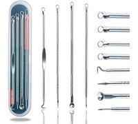 Blackhead Remover Pimple Popping Acne Extraction 4 PCS Tool Set, Blemish Scar Care for Facial Treatment-Stainless Steel Skin Care Comedone Extractor Zit Removing for Nose Face Cheeks Forehead(Silver)