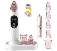 Blackhead Remover Pore Vacuum with Hot Compress- 2025 Upgraded Electric Face Cleaner Pore Extractor Pimple Extractor Acne White Heads Removal Tool with 5 Suction Head LCD Screen and Base