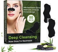 Blackhead Remover Stripes, Bamboo Charcoal Nose Strips Pack of 80 | Blackhead strips for removing blackheads and clearing blocked pores for men and women
