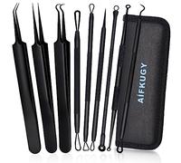 Blackhead Remover Tool, AIFKUGY 9Pcs Pimple Popping Kit, Complete Spot Popping Kit, Whitehead Acne Milia Removal Tool with Tweezers for Nose and Face-Black
