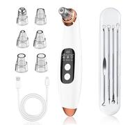Blackhead Remover Vacuum for Facial Cleansing, 6 Interchangeable Heads,3 Levels Portable Black Head Remover for Face, USB Rechargeable, ICE White