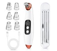 Blackhead Remover Vacuum for Facial Cleansing, 6 Interchangeable Heads,3 Levels Portable Black Head Remover for Face, USB Rechargeable, White