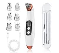 Blackhead Remover Vacuum for Facial Cleansing, 6 Interchangeable Heads,3 Levels Portable Black Head Remover for Face, USB Rechargeable,Pearl White