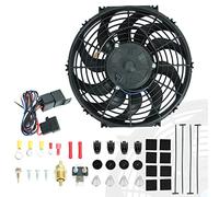 BLACKHORSE-RACING 12" Universal Electric Radiator Cooling Fans + Thermostat Relay & Mount Kit