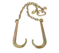 BLACKHORSE-RACING 5/16''x2' G70 J Hook Tow Chain V Bridle with Large Shank J Hooks and Grab Hooks,Flatbed Truck Trailer Safety Tow Chain 4700 lbs Working Load Limit