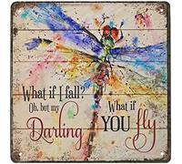 Blackia Square Metal Tin Sign Rustic Wall Decor What If I Fall Oh My Darling What If You Fly Square Sign,Iron Painting Poster,Suitable for Home Garden Kitchen Bar Cafe Restaurant Garage 12x12 Inch
