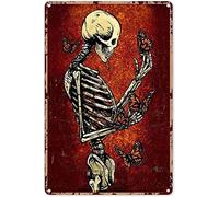 Blackia Vintage Tin Sign Metal Poster Plaque Butterfly Human Skeleton Anatomy New Day of The Dead Metal Sign Iron Painting Retro Wall Decor Poster for Home Hotel Cafes Sign Gift 6x8 Inch