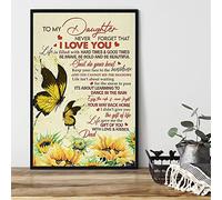Blackia Vintage Tin Sign Metal Poster Plaque Dad T Daughter Never Forget I Love You Butterfly Sunflower Metal Sign Iron Painting Retro Wall Decor Poster for Home Hotel Cafes Sign Gift 12x16 Inch