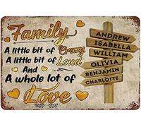 Blackia Vintage Tin Sign Metal Poster Plaque Family A Little Bit of Crazy Loud Whole Lot of Love Street Metal Sign Iron Painting Retro Wall Decor Poster for Home Hotel Cafes Sign Gift 6x8 Inch