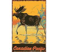 Blackia Vintage Wall Decor Metal Poster Plaque Bull Moose Canadian Pacific Iron Painting Wall Decor Poster Wall Art Nostalgic Tin Sign for Home Cofe Kitchen Pub Bar 8x12 Inch