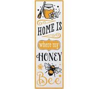 Blackia Vintage Wall Decor Metal Poster Plaque Home is Where My Honey Bee Iron Painting Street Sign Vintage Poster Wall Art Nostalgic Retro Metal Sign Drive Way Use Outdoor/Indoor 4x16 Inch