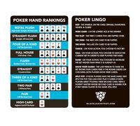 Blackjack Poker Hand Ranking Card (1-Pack)- Texas Hold’em Cheat Sheet for Beginners & Pros - Quick Reference Guide to Poker Hands, Odds & Rankings - Casino, Tournament & Home Game (Metal)