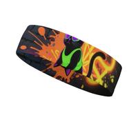 Blacklight Cat Riding Shark Sports Sweatband 15" Polyester Hairband Absorbent Quick-Dry Headband for Running, Yoga