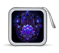 Blacklight Hamsa Fatima Hand CD Case Portable DVD Storage Small CD Holder Organizer for Home Travel