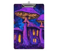 Blacklight Mushroom Building Acrylic Clipboard for Letter A4 Size White
