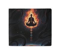 Blacklight Seven Chakra Yoga Meditation Bifold Wallet for Men Women, Slim Leather Wallet with 2 Card Slots, Photo Window, 2 Cash Pockets, Compact Travel Minimalist Wallets Men Purse for Daily Use