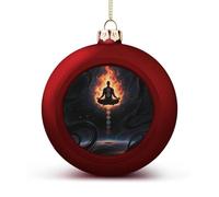 Blacklight Seven Chakra Yoga Meditation Christmas Tree Ornaments 1.6 Inch Shatterproof Pc Plastic Balls with Lanyard Baubles Hanging Christmas Ball Ornaments for Xmas Tree Holiday Party Wedding Home D