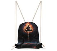 Blacklight Seven Chakra Yoga Meditation Drawstring Backpack for Women Men - 13.8"x19.7" Lightweight Cinch Bag Large Capacity Gym Drawstring Bag Aesthetic Sackpack Sports Backpack for Travel, Beach