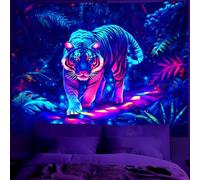 Blacklight Tapestry,Animal Tapestry Glow In The Dark,UV Reactive Black Light Upright Posters Wall Hanging for Bedroom Dorm Living Room Backdrop Decor Neon landscape tapestry (Type 2, 59" x 51W