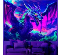 Blacklight Tapestry,Dragon Tapestry Glow In The Dark,UV Reactive Black Light Upright Posters Wall Hanging for Bedroom Dorm Living Room Backdrop Decor 90x70in