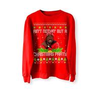BlackMacaw Ain't Nothin But A Christmas Party Rapper Sweatshirt, Funny Xmas Jumper Christmas Sweater - Red - M