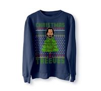 BlackMacaw Keanu Reeves Christmas Treeves Jumper Sweater Sweatshirt Meme Xmas Funny Sweatshirt Pullover TV Funny Christmas Jumper Wick_NAVY_L