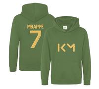 BlackMacaw Kids Kylian Mbappe Inspired Soccer Hoodie Jumper footy merch Boys Girls 5-13yrs Number 7# 7 Gold Print Front Back Christmas, Birthday Gift_KHA_7-8