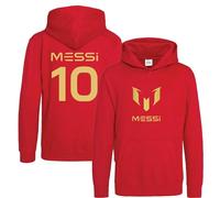 BlackMacaw Kids Lionel Messi Inspired Soccer Hoodie Jumper footy merch Jumper Messi Merch Messi Boys Girls Gift Top Tee 3-13yrs Number 10#10_RED_7-8